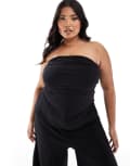 [ASOS Curve] ASOS DESIGN Curve ponte pleated bandeau top in black (part of a set) 3XL Black
