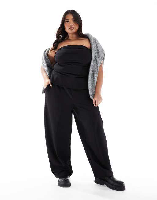 ASOS DESIGN Curve ponte set in black