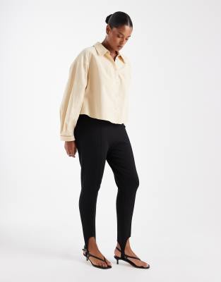 Asos Curve Asos Design Curve Ponte Stirrup Leggings In Black