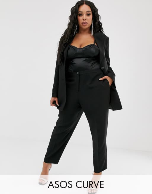 ASOS DESIGN Curve pop suit in black, 3 of 3