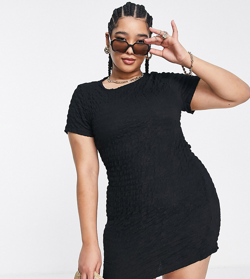 Plus-size dress by ASOS DESIGN Dreaming of the beach Plain design Round neck Short sleeves Bodycon fit