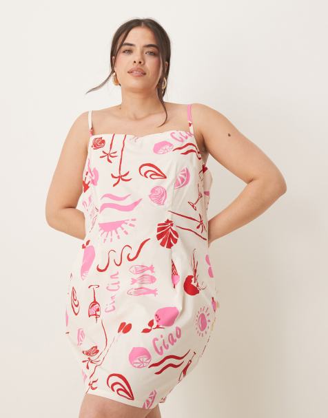 ASOS DESIGN Curve poplin co-ord in conversational print - view 1