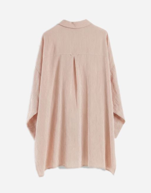 ASOS DESIGN Curve poplin oversized shirt dress in pink stripe - part of a set, 6 of 11