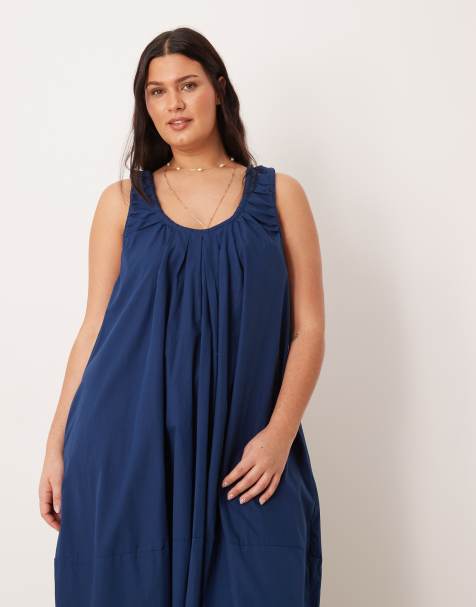 asos navy blue dress ASOS DESIGN high neck crinkle maxi dress in navy