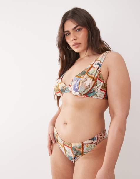 ASOS DESIGN Curve - Posey - Bikinisæt med postkortprint - view 1