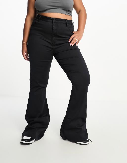 ASOS DESIGN v-front soft flare jeans in clean black