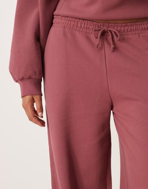 ASOS DESIGN Curve premium 500gsm seamed wide leg jogger in dark rose, 5 of 5