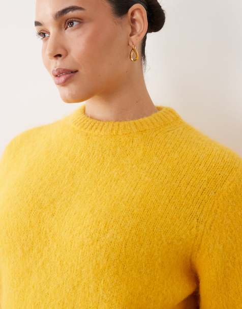 ASOS DESIGN Curve premium alpaca blend T-shirt in yellow - view 1