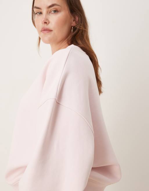 ASOS DESIGN Curve premium heavyweight 500gsm cocoon sleeve sweatshirt in pink, 3 of 4