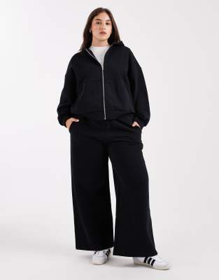 Asos Curve Asos Design Curve Premium Heavyweight 500gsm Seamed Wide Leg Sweatpants In Black