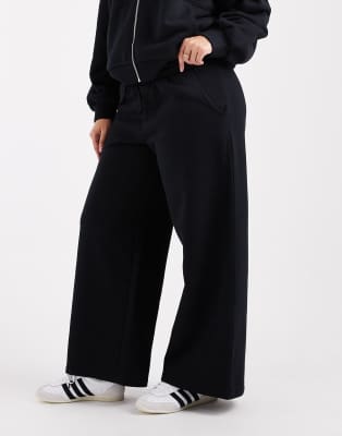 Asos Curve Asos Design Curve Premium Heavyweight 500gsm Seamed Wide Leg Sweatpants In Black