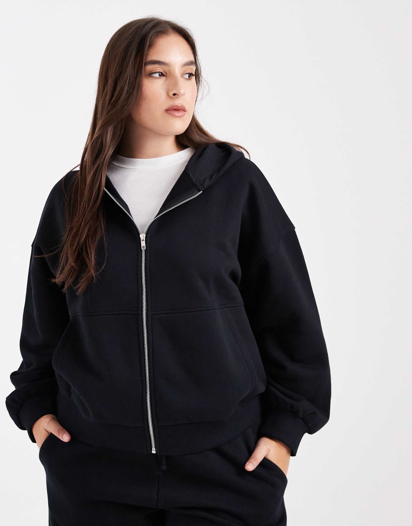 Толстовка ASOS DESIGN Curve premium heavyweight 500gsm с капюшоном на молнии черного цвета