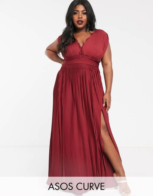 Asos design petite premium lace insert pleated maxi dress sale