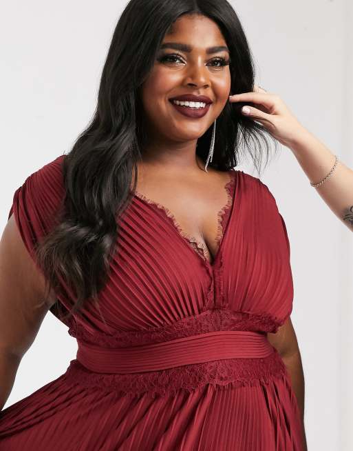 Asos design petite premium lace insert pleated maxi dress sales