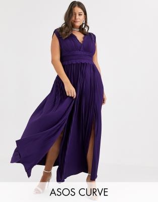 Lace insert cheap pleated maxi dress