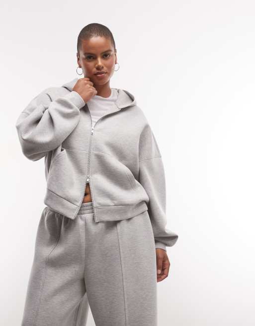 ASOS DESIGN Curve - Set van stof in scubastijl in gemêleerd grijs, 2 van 3