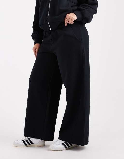 ASOS DESIGN Curve - Premium - Sorte og kraftige 500 grams joggingbukser med brede ben og søm, 2 af 5