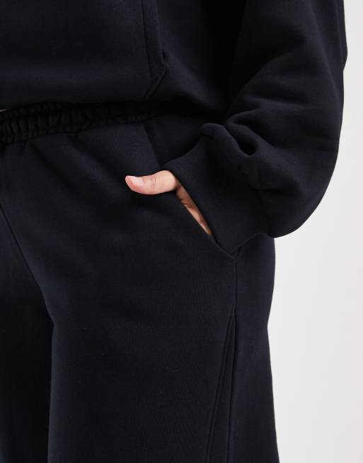 ASOS DESIGN Curve - Premium - Sorte og kraftige 500 grams joggingbukser med brede ben og søm, 3 af 5