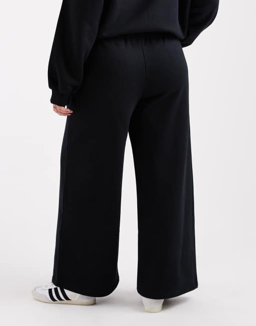 ASOS DESIGN Curve - Premium - Sorte og kraftige 500 grams joggingbukser med brede ben og søm, 4 af 5