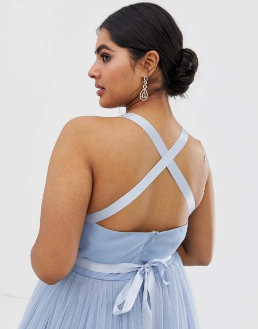 Asos petite premium tulle mini prom dress with ribbon 2024 ties