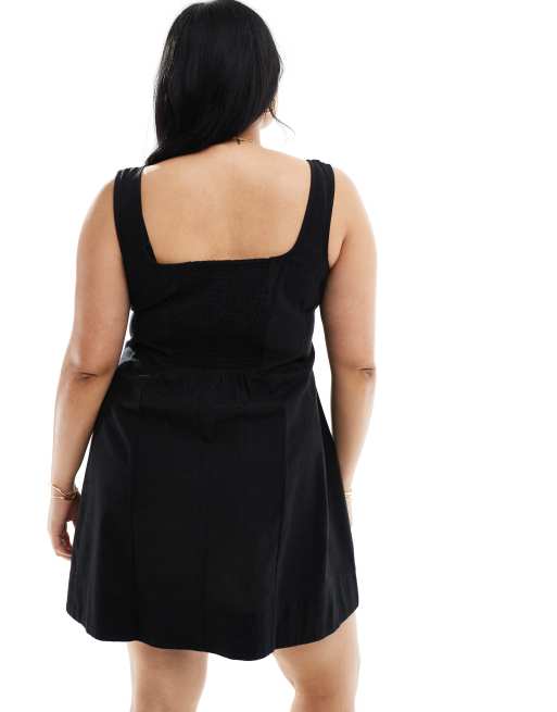  ASOS DESIGN Curve - Prendisole corto stile tennis con cuciture nero, 4 di 4