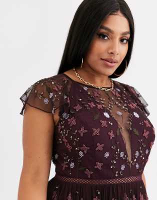 asos design maternity pretty embroidered floral and sequin mesh maxi dress