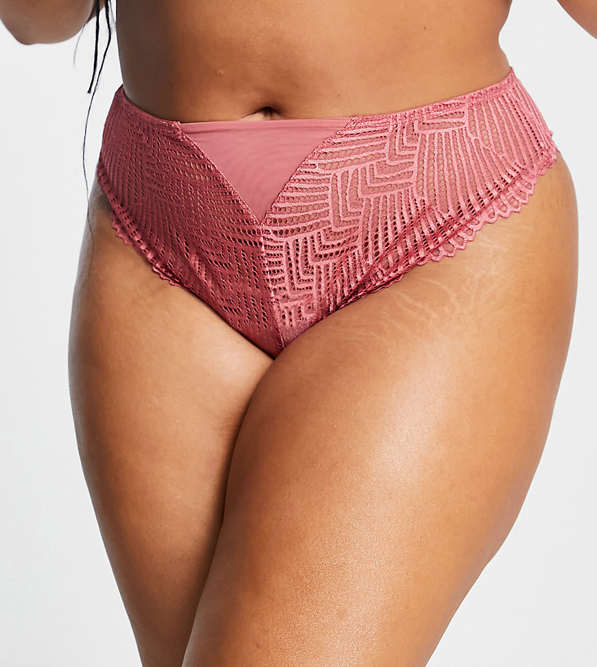 ASOS DESIGN Curve Priscilla vintage lace brazilian panties in dusty pink