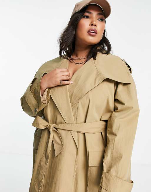ASOS DESIGN Curve – Prochowiec w kolorze kamiennego beżu z kołnierzem, 3 z 4