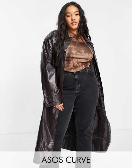 ASOS DESIGN Curve – Prochowiec z gniecionej imitacji skóry w kolorze czerwieni oxblood