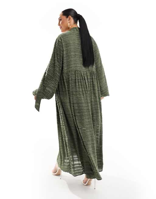 ASOS DESIGN Curve – Prosta miękka sukienka midi w kolorze khaki, 3 z 4
