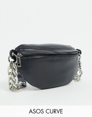 black and silver bum bag