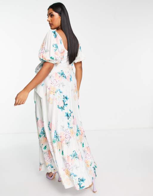 asos blue puff sleeve dress Asos Design Cotton Ruched Bandeau Mini Dress With Off Shoulder Puff Sleeve  In Turquoise main image 1