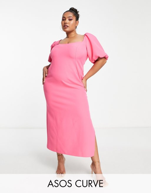 Asos curve pink on sale dress