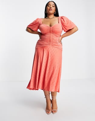 plus size coral dress with sleeves