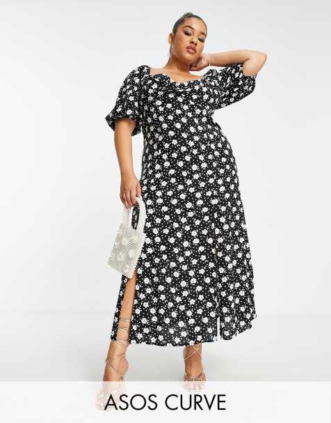 SHEIN CURVE+ Plus Tropical Print Split Hem Dress