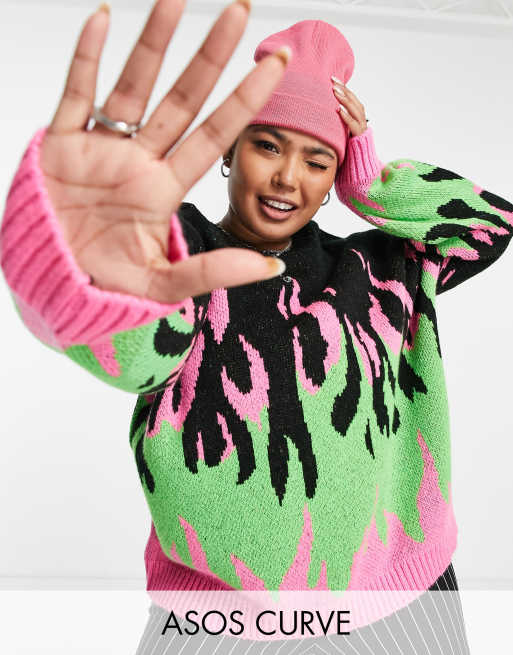 ASOS DESIGN Curve - Pull à motif flamme