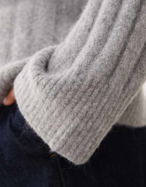 ASOS DESIGN Curve pull en maille côtelée coupe relaxed col rond gris moyen, 3 de 4