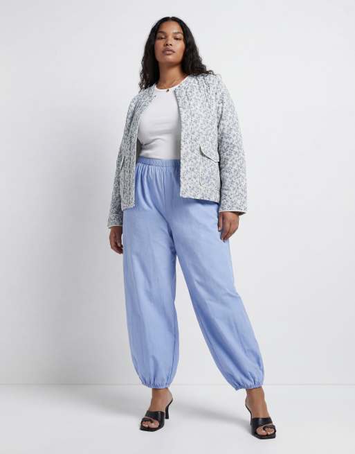 ASOS DESIGN Curve pull on balloon pants in blue, 10 of 12