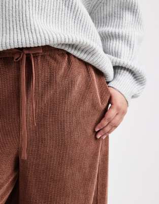 Asos Design Curve Pull-on Barrel Leg Corduroy Pants In Multi