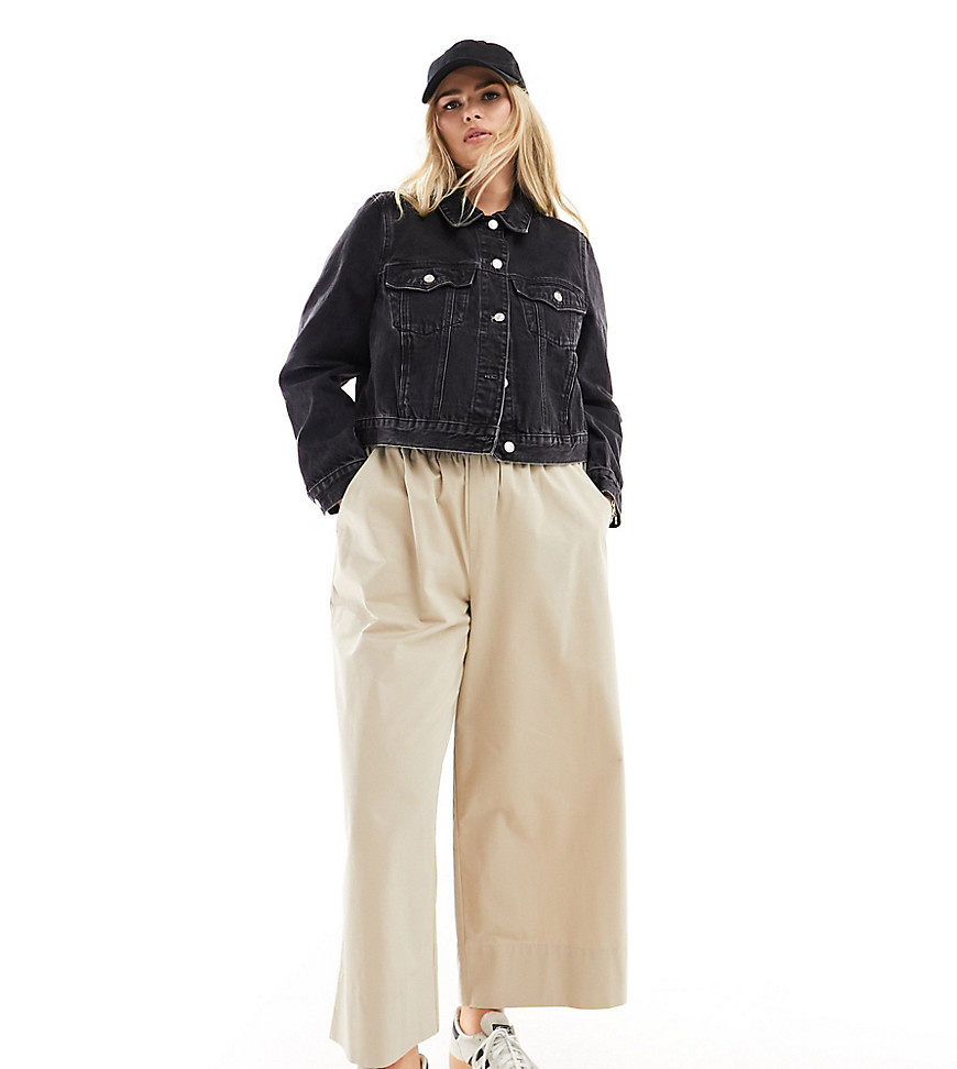 Asos Design Curve Pull On Culottes In Stone-neutral