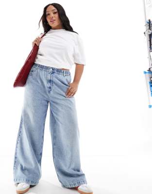 Asos Design Curve Pull On Jean In Light Blue