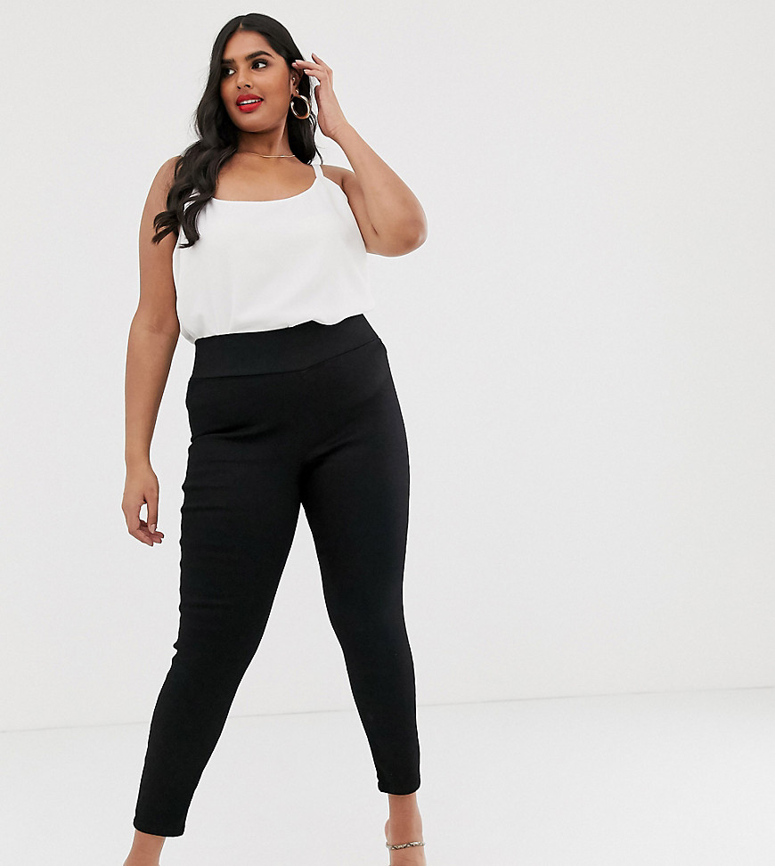 ASOS Curve ASOS DESIGN Curve pull on jegging in clean black with wide ...