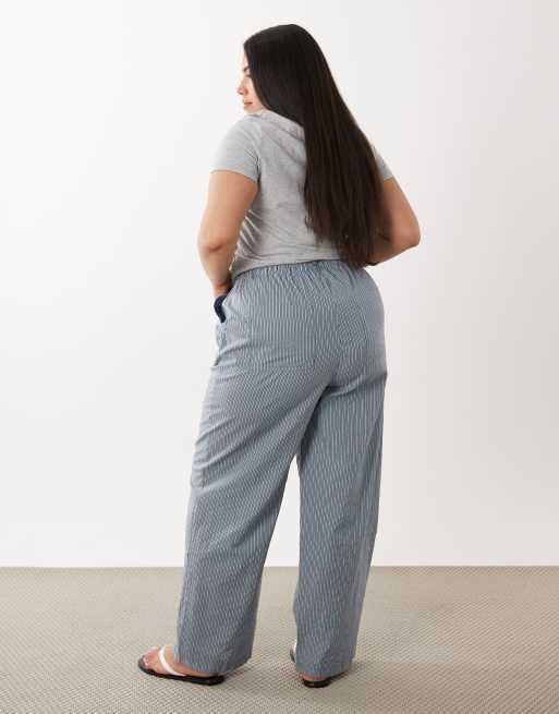 ASOS DESIGN Curve pull on pants in blue stripe, 5 of 5