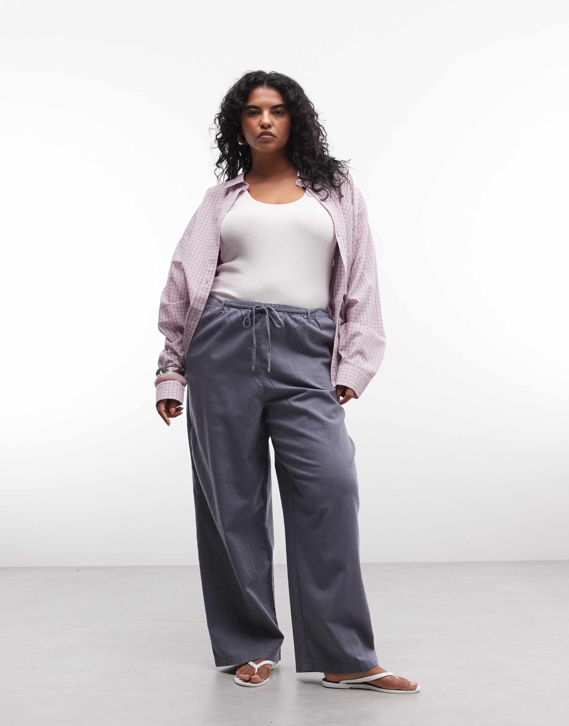 asos design curve pull on pants in blue