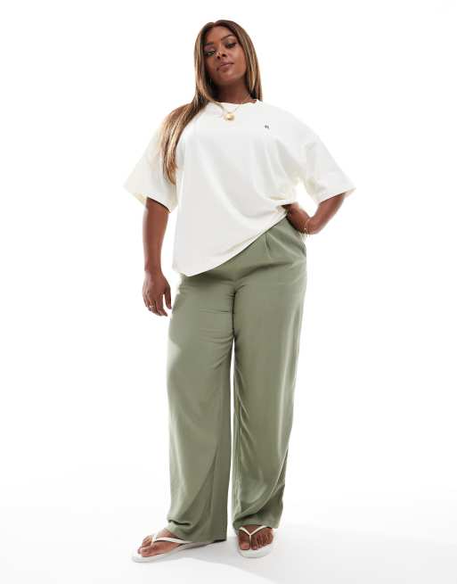 ASOS DESIGN Curve pull on pants in olive, 2 of 5