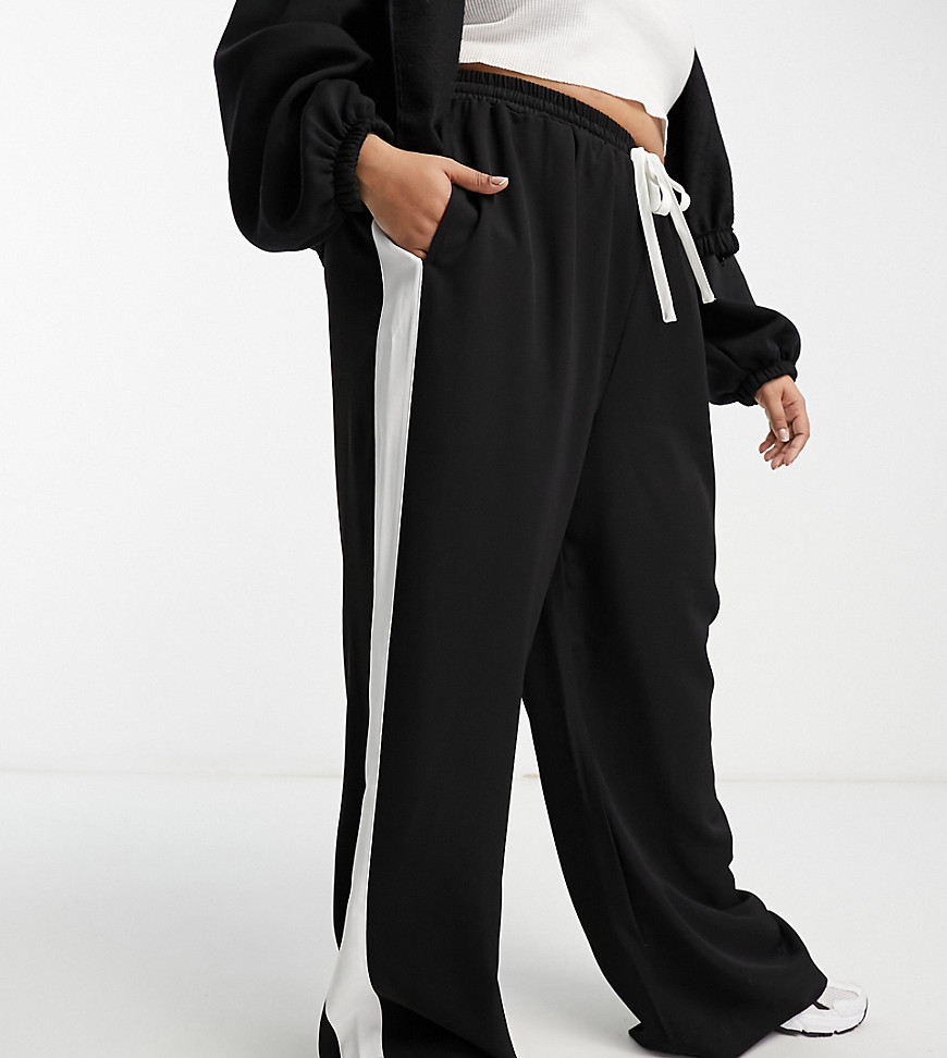 Asos Curve Asos Design Curve Pull On Pants With Contrast Panel In Black-brown