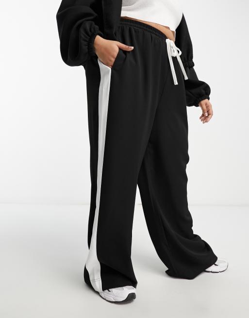 ASOS DESIGN pull on pants with contrast panel in black