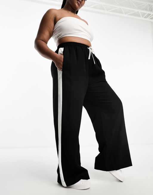 ASOS DESIGN Curve pull on pants with contrast panel in black