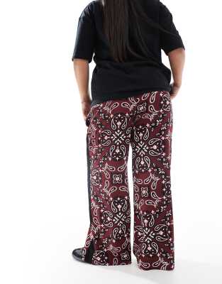 Asos Design Curve Pull On Pants With Contrast Panel In Red