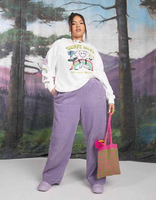 ASOS DESIGN pull on pants with hammer loop in lilac cord